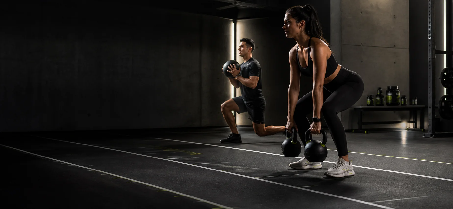 Atletas entrenando en un estudio premium